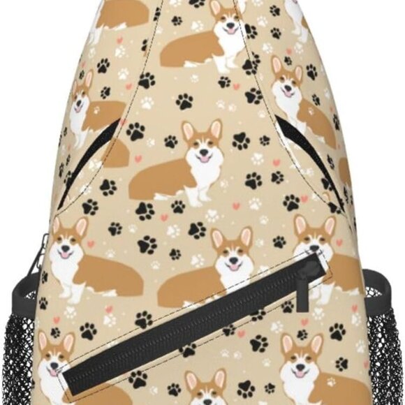 Corgi Sling Bag Crossbody Backpack Unisex Travel Purse Compact Durable - Picture 1 of 8